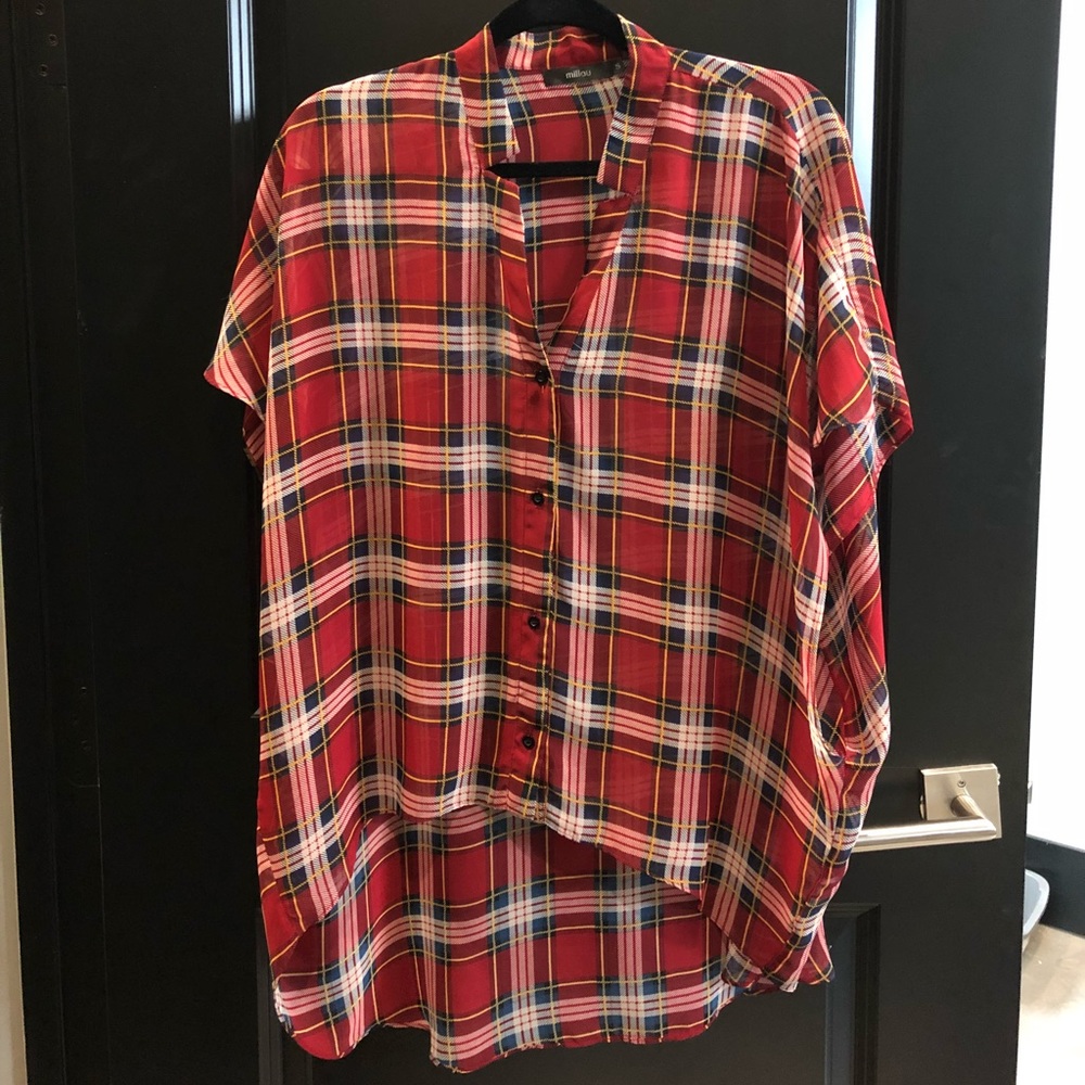 LF plaid high/low top